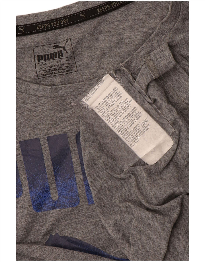 Puma Camiseta gráfica para hombre Top XL Algodón moteado gris