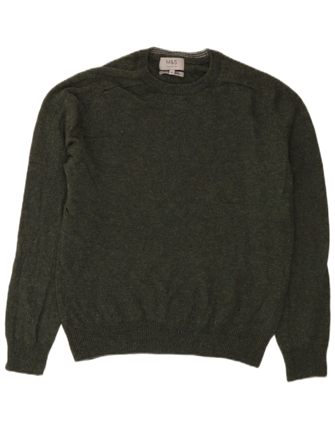 Marks & Spencer Jersey de cuello redondo para hombre de lana verde medio