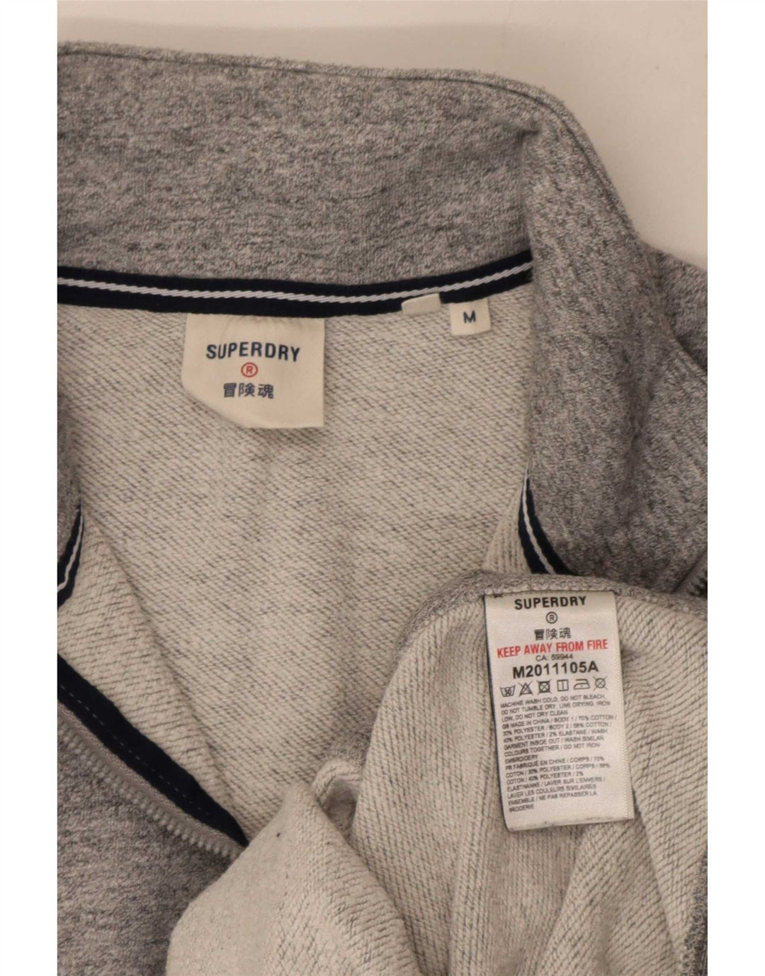 Superdry Sudadera con cuello y cremallera para hombre Jersey de algodón moteado en gris medio