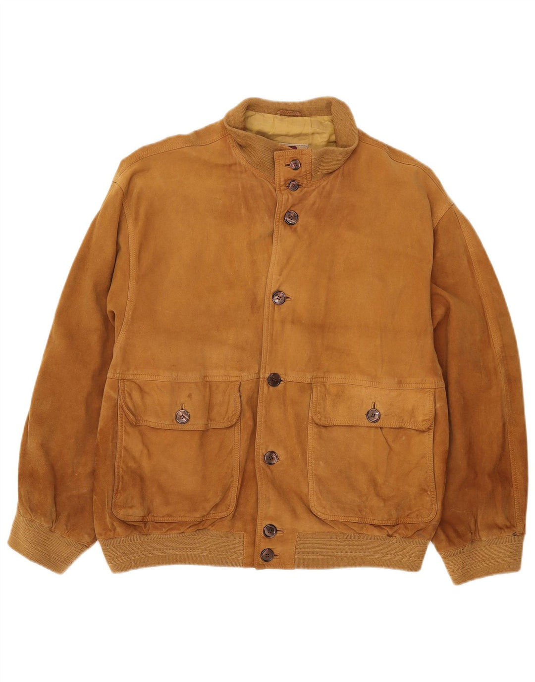 Vintage hombres ante bomber chaqueta Reino Unido 40 grande beige
