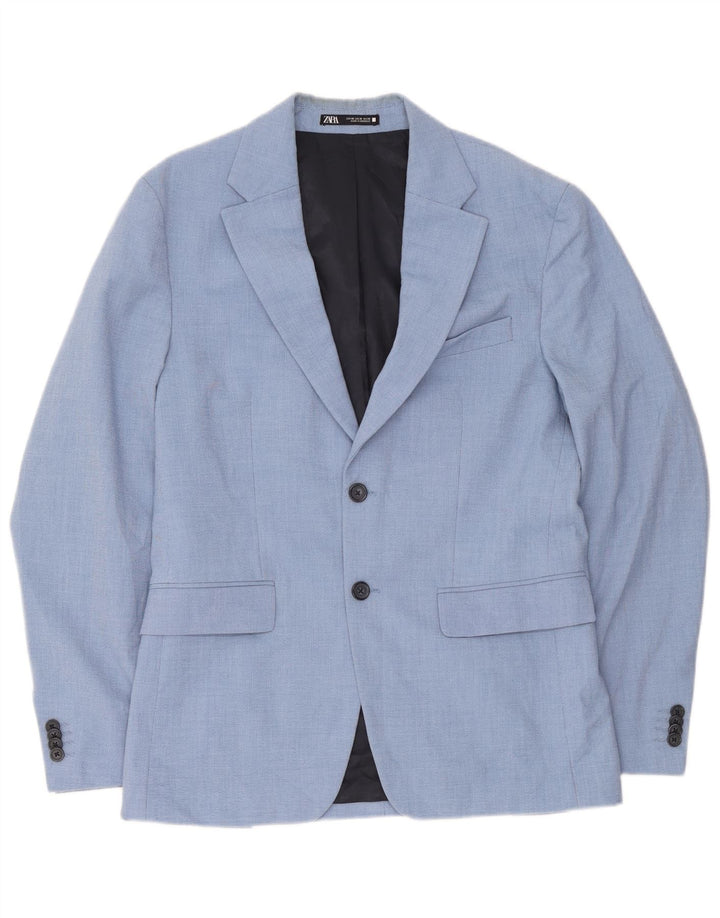 Zara Chaqueta Blazer De 2 Botones Para Hombre EU 48 Poliéster Azul Medio