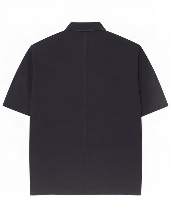 Cos Camisa de manga corta para hombre Algodón azul marino medio