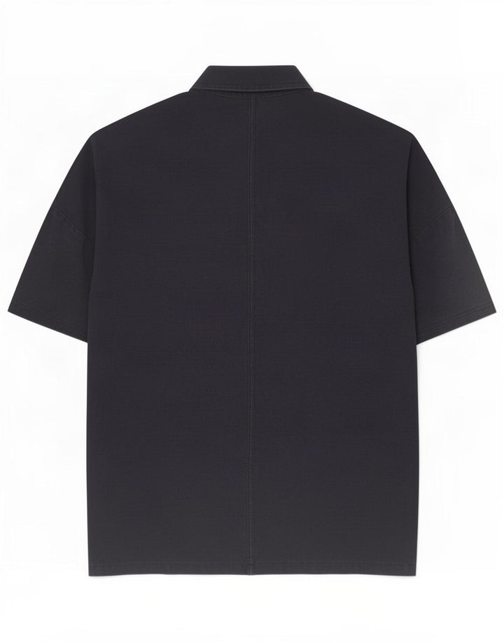Cos Camisa de manga corta para hombre Algodón azul marino medio