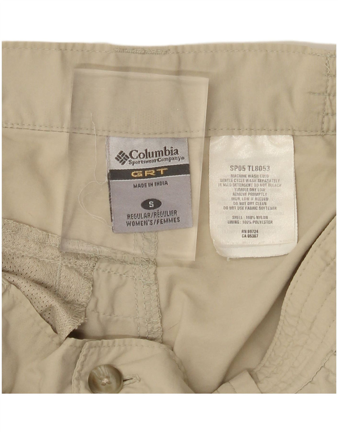 COLUMBIA Pantalón cargo recto para mujer Pequeño W27 L30 Nylon beige