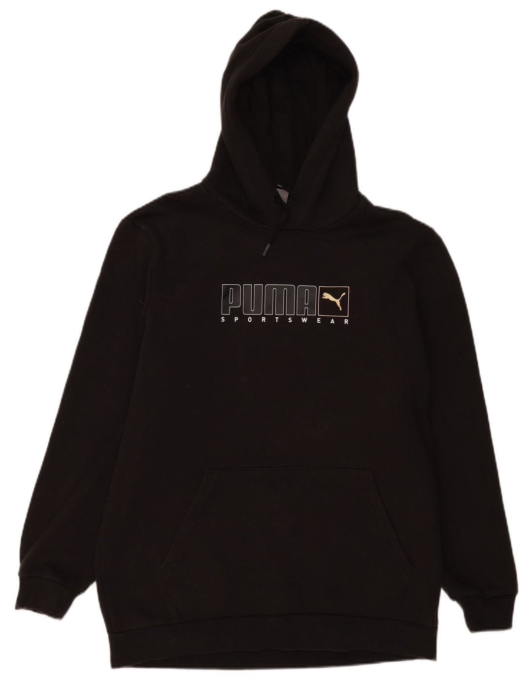 PUMA Sudadera con capucha gráfica para hombre, talla grande, algodón negro