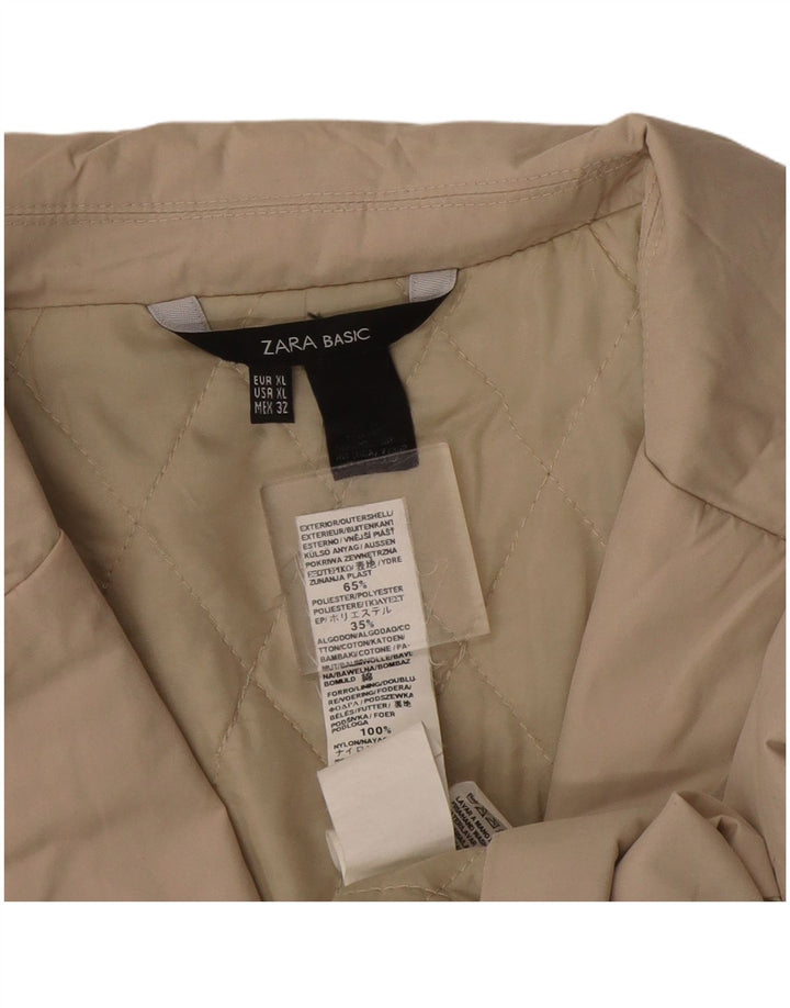 Zara Mujer Blazer Chaqueta ES 40 XL Poliéster Beige
