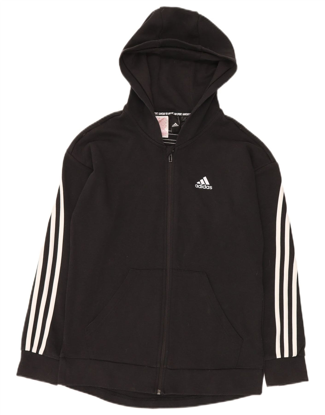 ADIDAS Sudadera con capucha y cremallera holgada para niños 14-15 años Algodón negro
