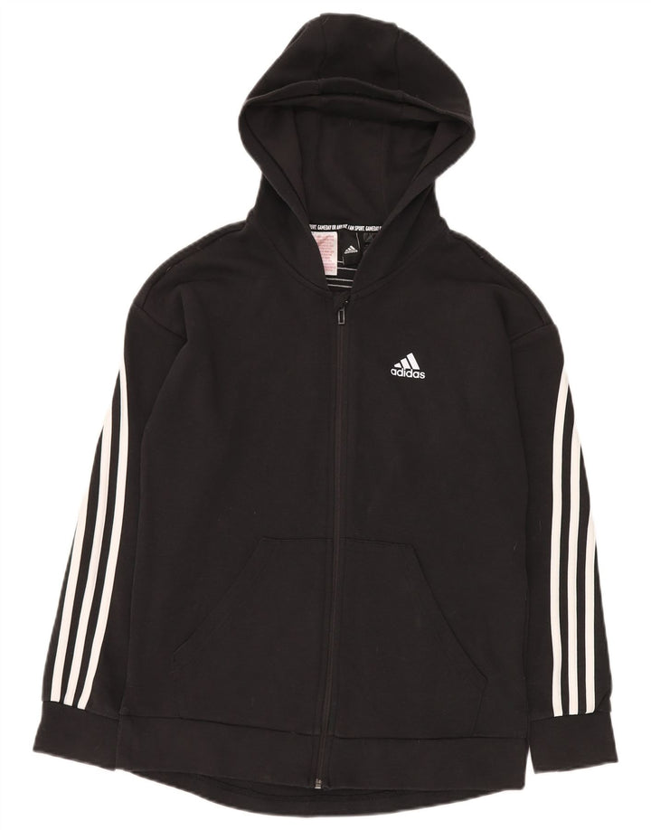 ADIDAS Sudadera con capucha y cremallera holgada para niños 14-15 años Algodón negro