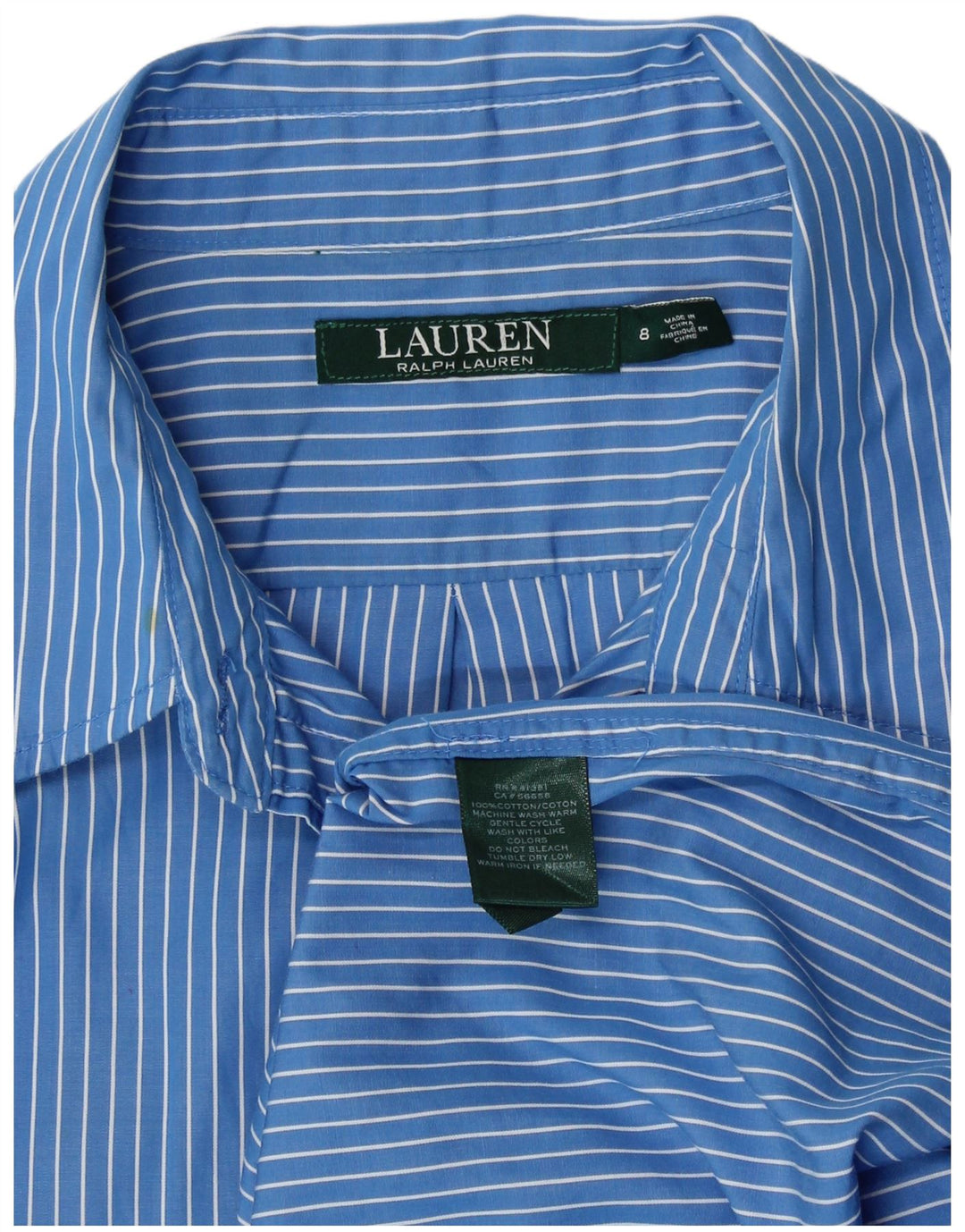 Ralph Lauren Camisa para mujer US 8 Algodón a rayas azul medio