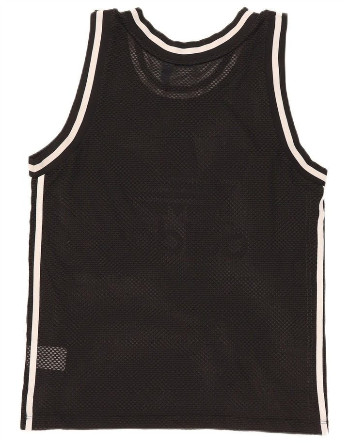 Adidas Mujer Gráfico Chaleco Top UK 12 Medio Negro Poliéster