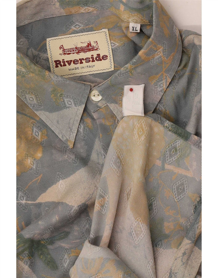 Camisa Vintage Hombre Regular Fit XL Viscosa Geométrica Multicolor