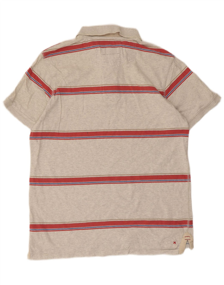 Polo de hombre Fat Face de algodón a rayas grises pequeño
