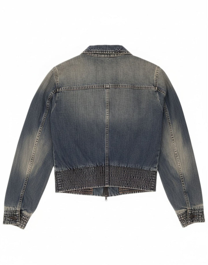 Sisley Chaqueta vaquera corta para mujer UK 10 Small Blue Cotton