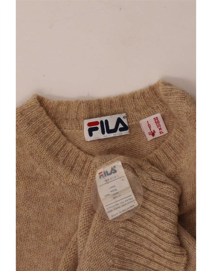 Fila Jersey De Cuello Redondo Para Hombre IT 50 De Lana Moteada Marrón Medio