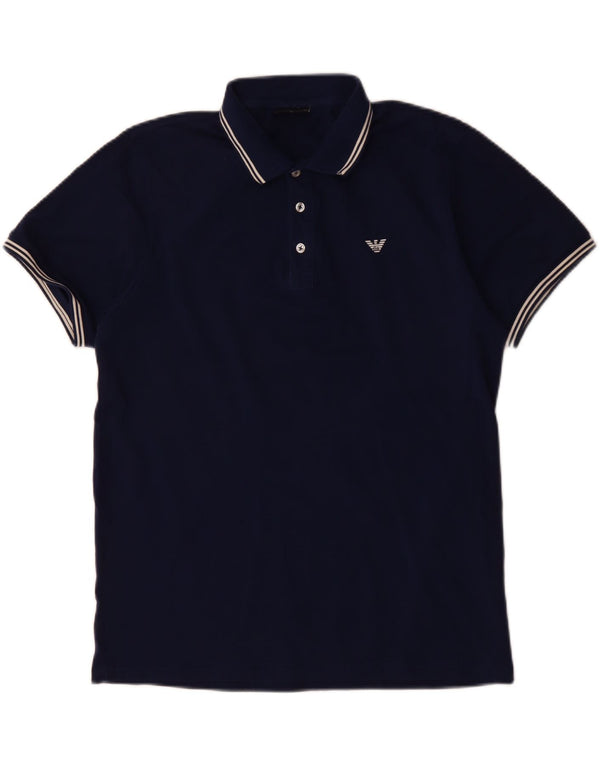 Emporio Armani Mens Polo Shirt XL Navy Blue Cotton