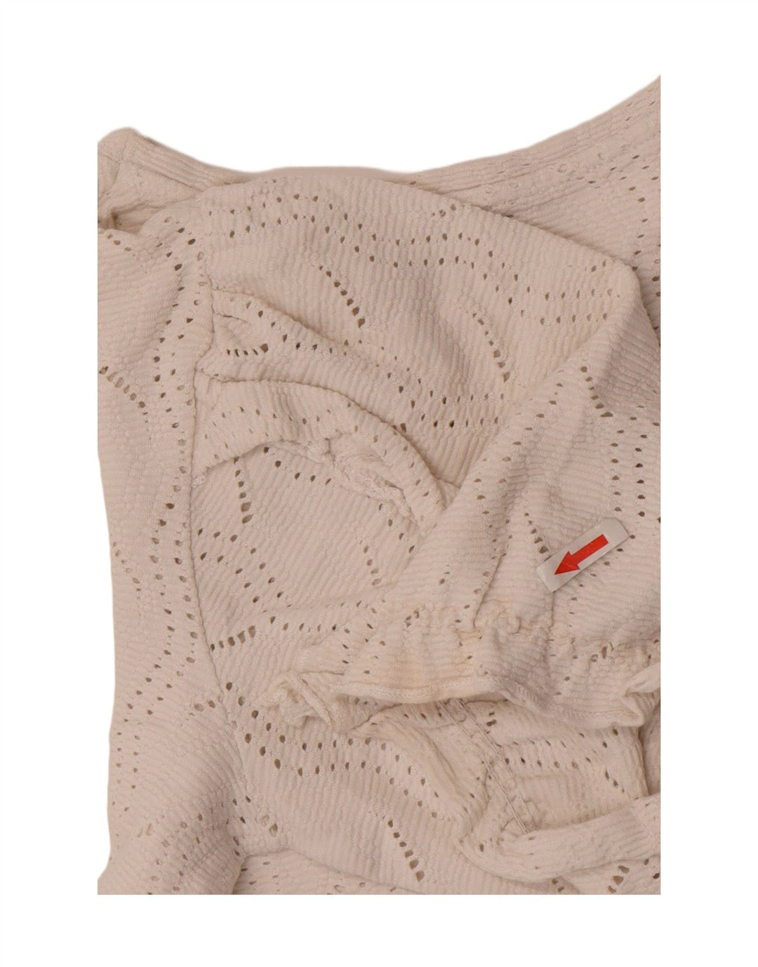 Zara Mujer Crop Blusa Top Reino Unido 42 Medio Algodón Blanco