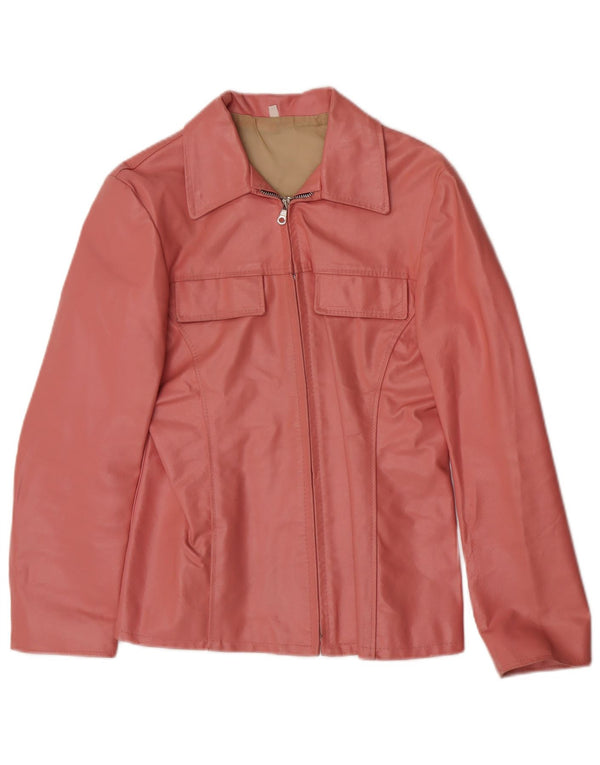 Vintage mujer chaqueta de cuero Reino Unido 14 rosa grande