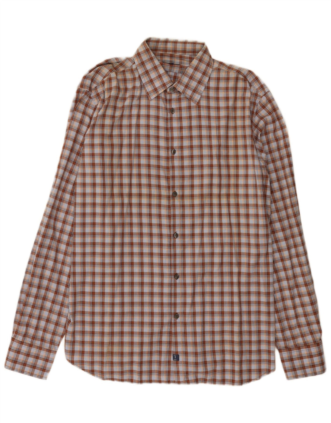 Camisa Hombre Trussardi Jeans 2XL Algodón Cuadros Marrón