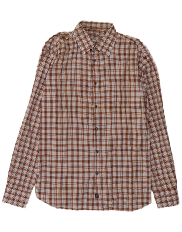 Camisa Hombre Trussardi Jeans 2XL Algodón Cuadros Marrón