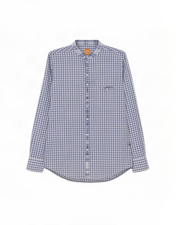 Camisa Hugo Boss Hombre Algodón Vichy Azul Medio