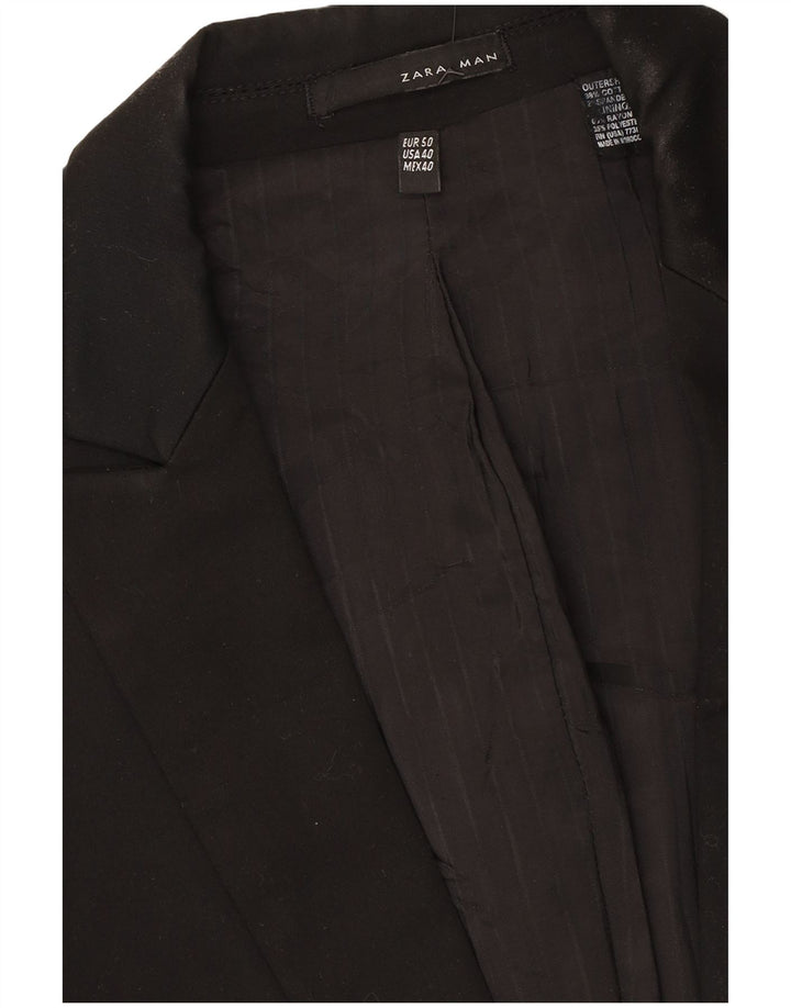 Zara Chaqueta tipo blazer con 1 botón para hombre EU 50 Medium Black Cotton