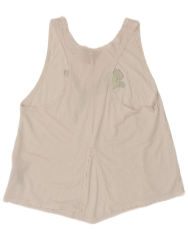 Puma Mujer Gráfico Chaleco Top UK 14 Grande Poliéster Blanco