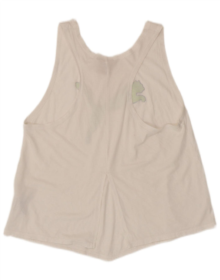 Puma Mujer Gráfico Chaleco Top UK 14 Grande Poliéster Blanco