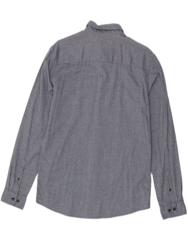Jack & Jones Hombre Camisa De Franela De Algodón En Espiga Azul Grande