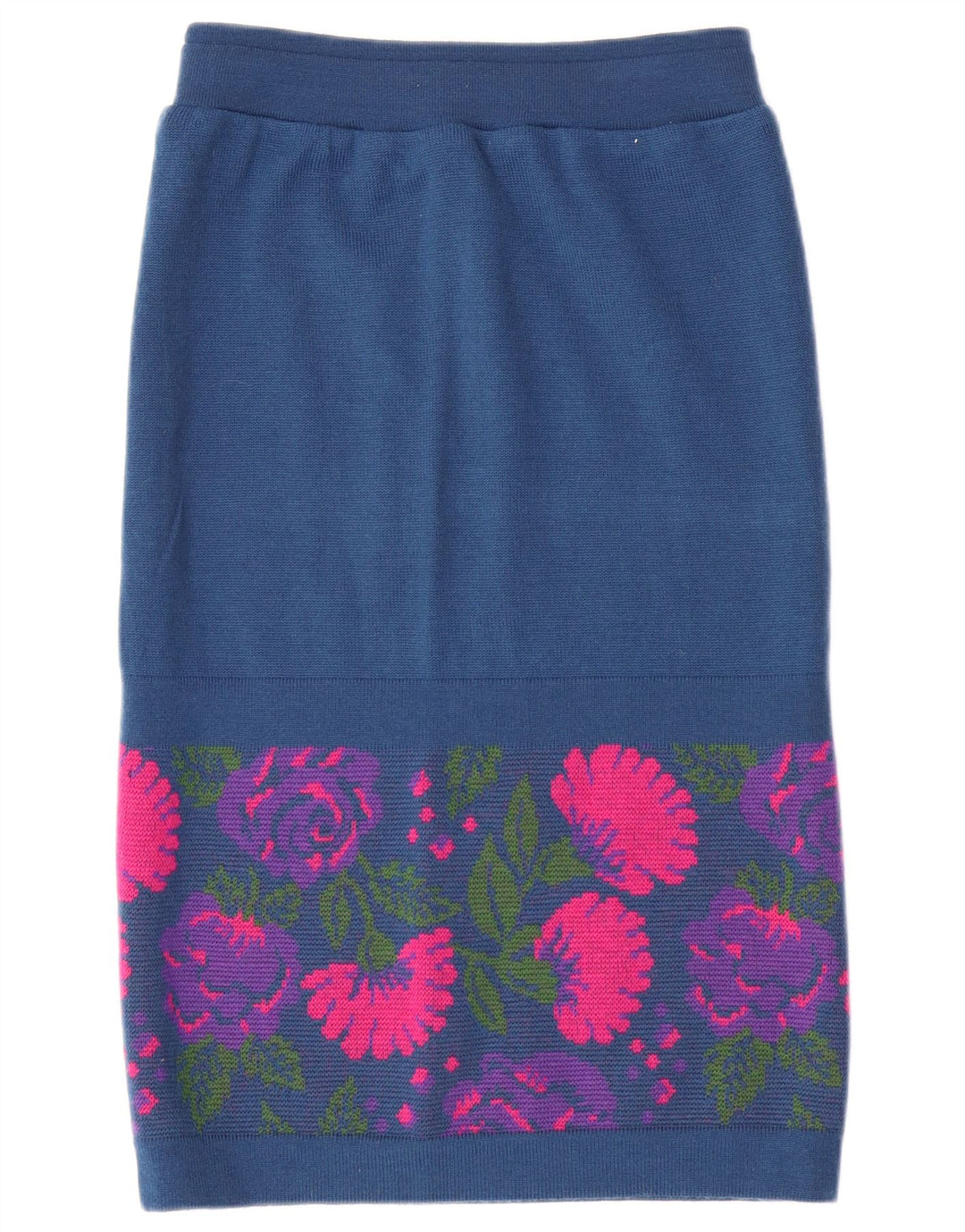 VINTAGE Conjunto de 3 piezas para mujer IT 46 Grande W26 Lana virgen floral azul marino