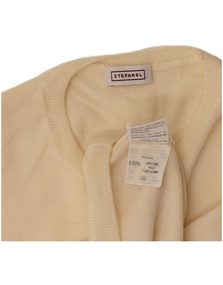 Stefanel Camiseta sin mangas para mujer IT 46 Large Off White Wool