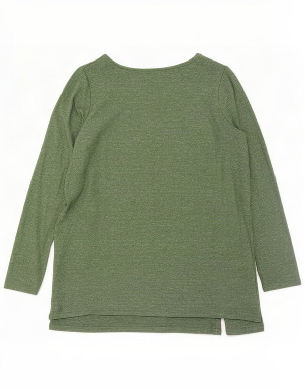 Marks & Spencer Top para mujer de manga larga UK 46 Viscosa moteada verde grande