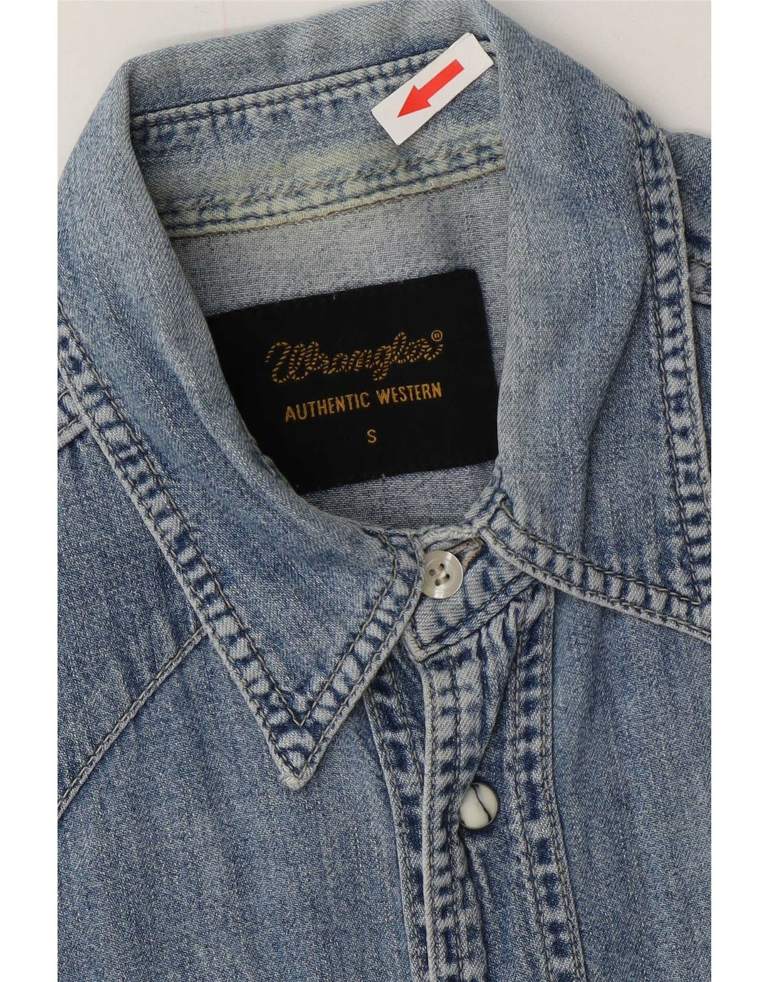 Wrangler Camisa Vaquera Occidental Para Hombre Algodón Azul Pequeño