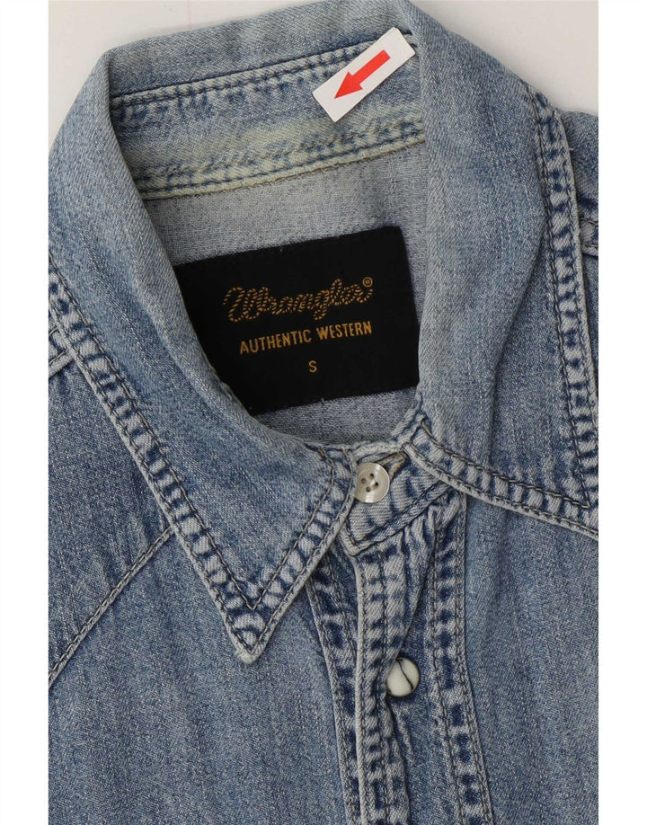 Wrangler Camisa Vaquera Occidental Para Hombre Algodón Azul Pequeño