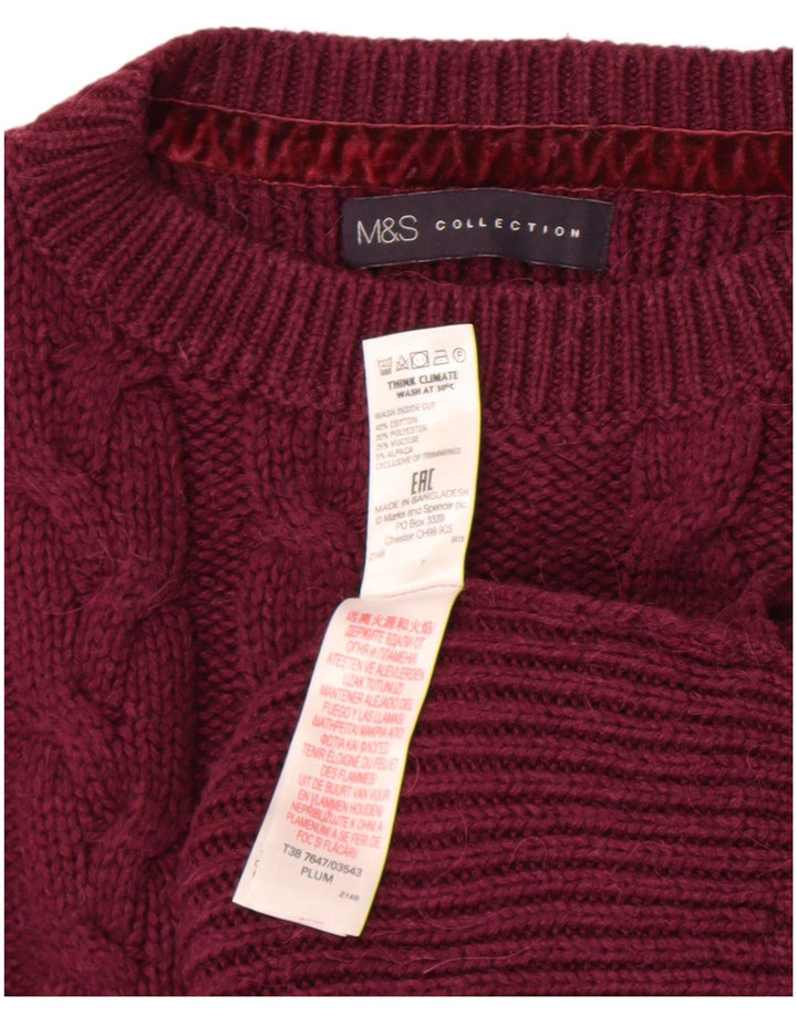 Marks & Spencer Jersey de cuello redondo para mujer, talla 40, color granate mediano