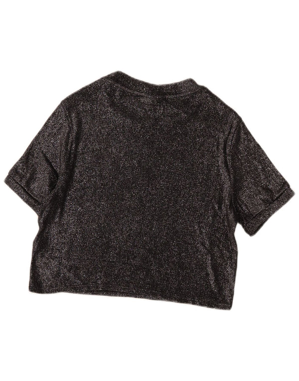 Topshop Blusa corta para mujer UK 40 Large Viscosa negra