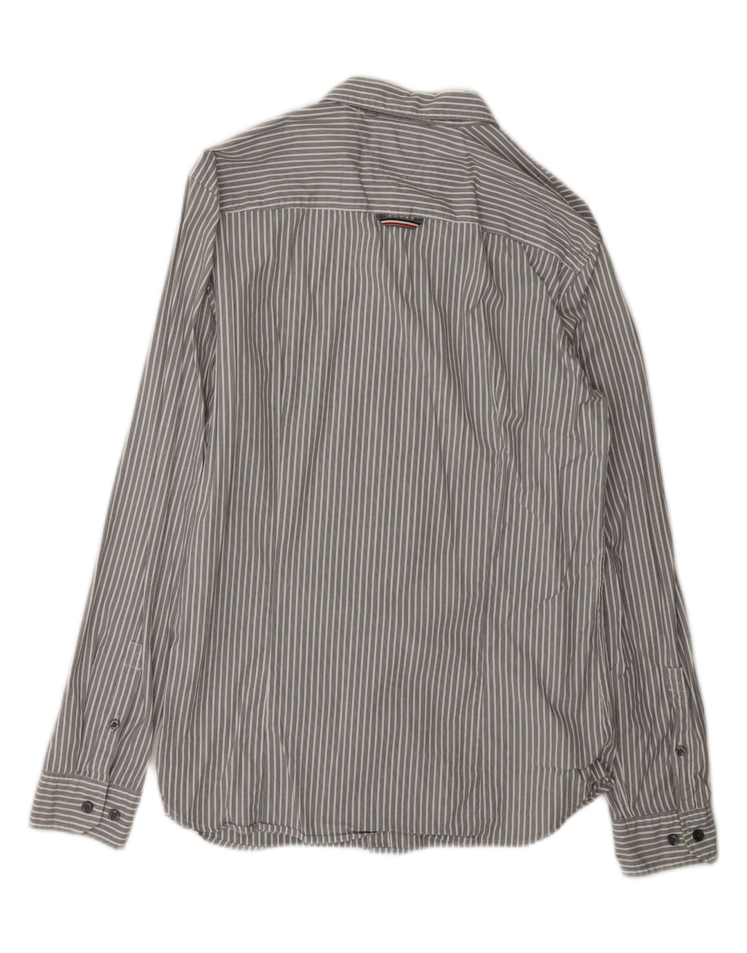 TOMMY HILFIGER Mens Slim Fit Shirt Large Grey Striped Vintage Tommy Hilfiger and Second-Hand Tommy Hilfiger from Messina Hembry 