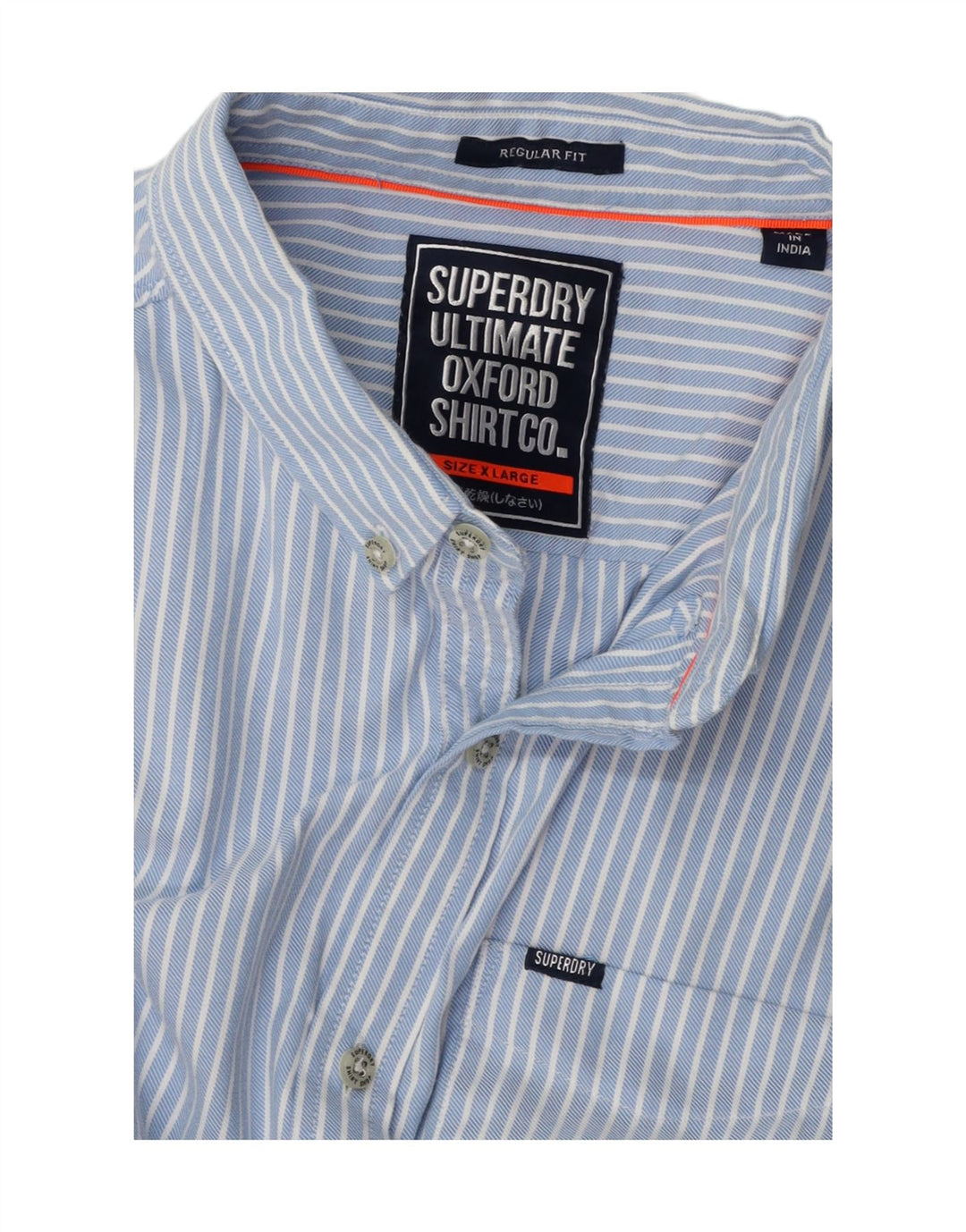SUPERDRY Camisa Regular Fit Hombre XL Azul Raya diplomática