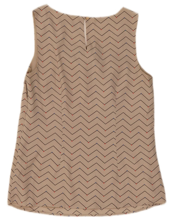 Oasis Blusa sin mangas para mujer Top UK 10 Small Beige Geométrico