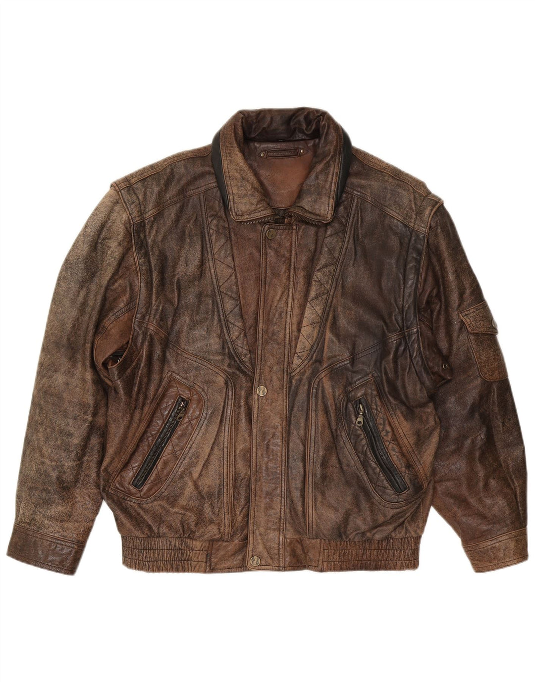 Berto Lucci Chaqueta de cuero para hombre UK 40 Large Cuero marrón