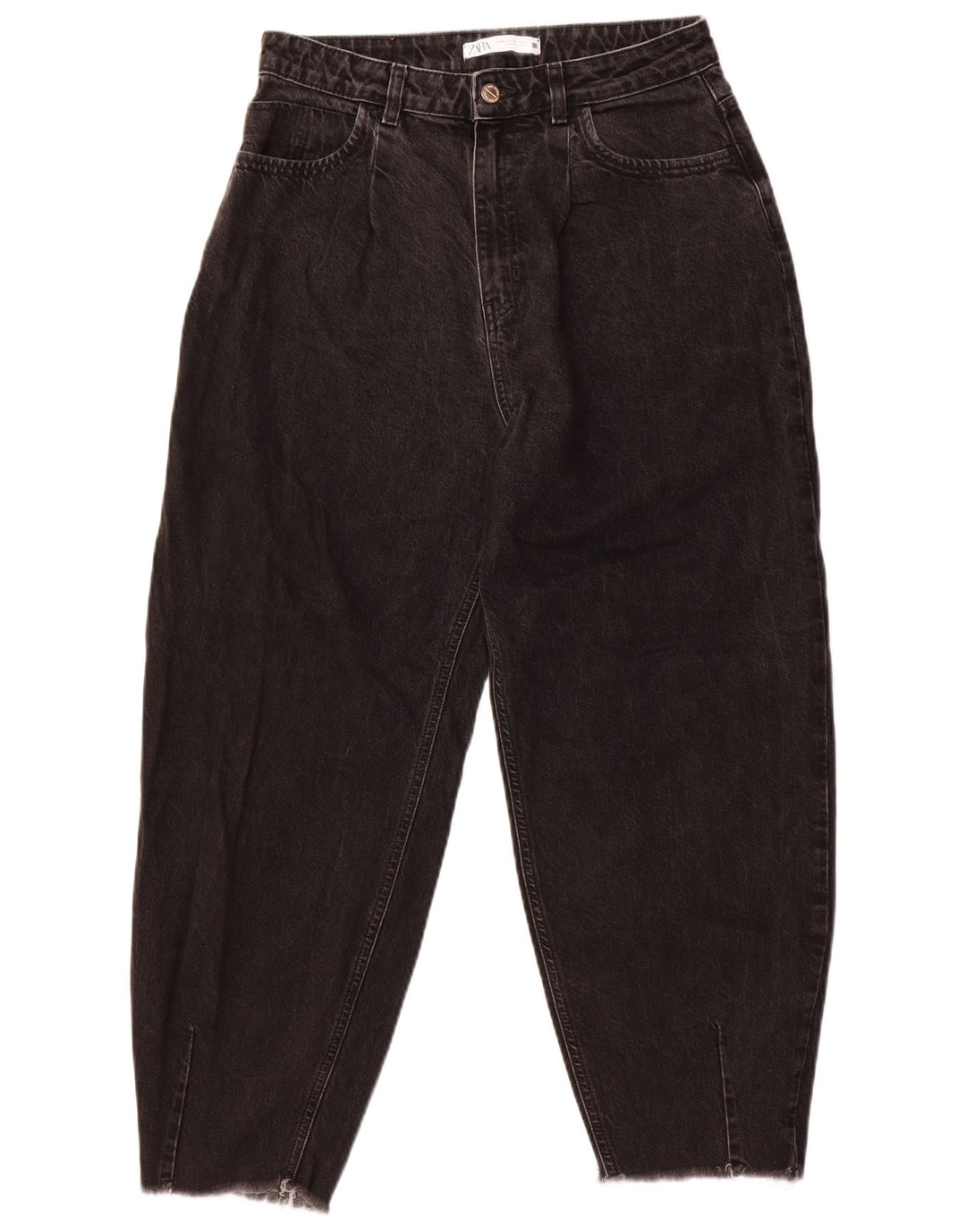 Zara Jeans Cortos De Cintura Alta Para Mujer EU 40 Medium W30 L25 Negro