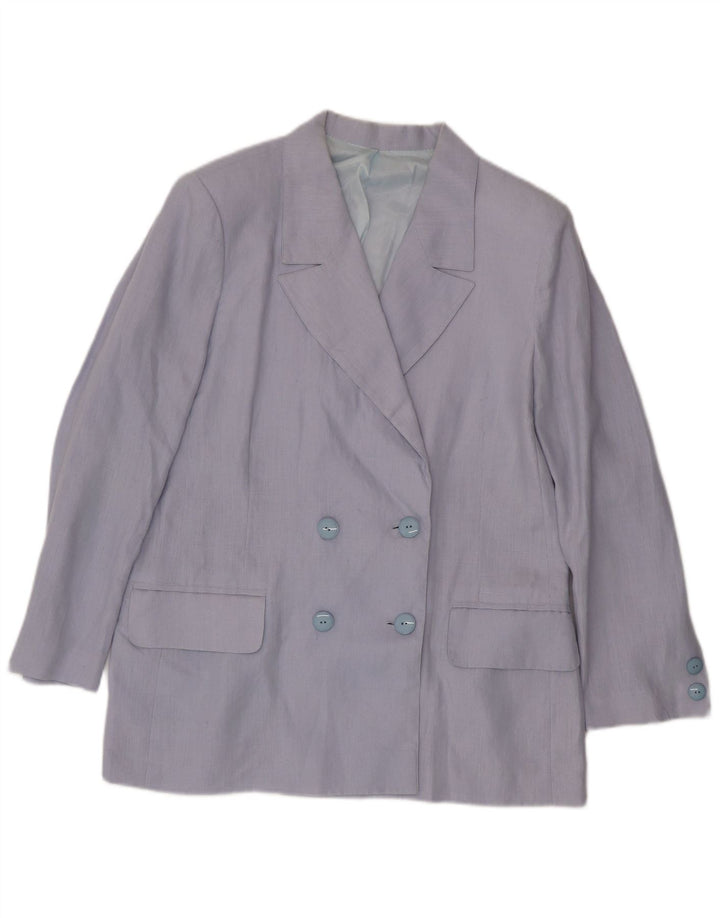 Vintage mujer doble pecho Blazer chaqueta Reino Unido 14 azul grande