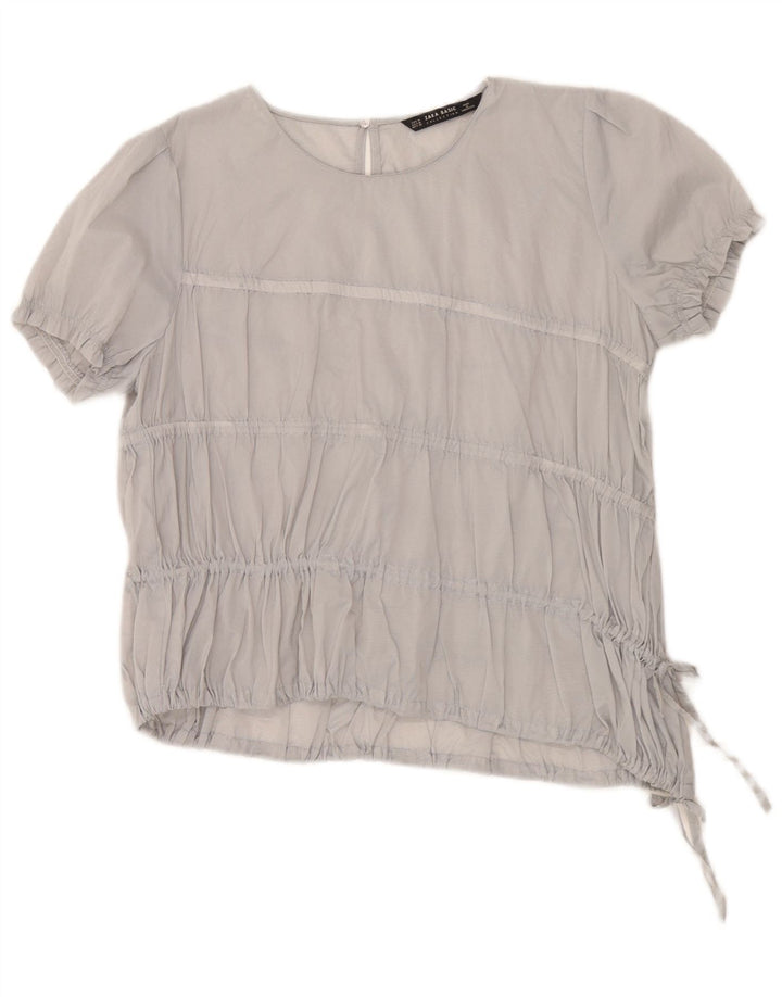 Zara Mujer Blusa Top UK 44 Gris Medio