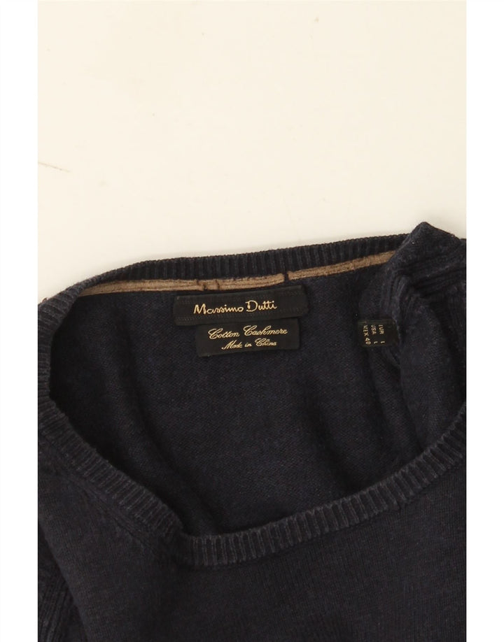 Massimo Dutti Jersey Cuello Redondo Hombre Large Azul Marino Algodón