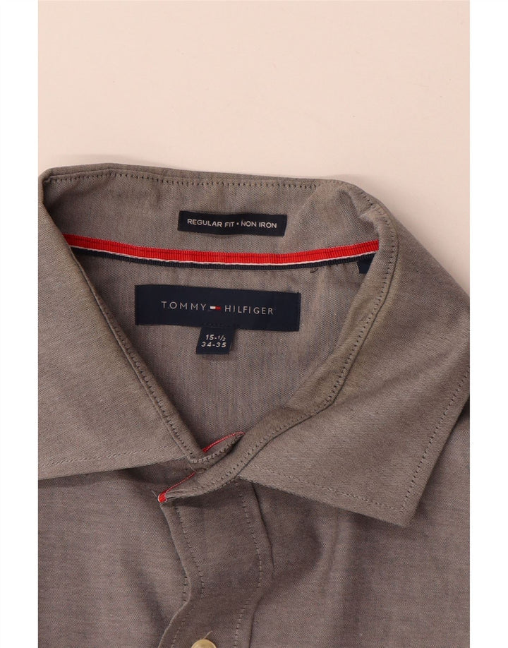 Tommy Hilfiger Camisa de corte regular para hombre Talla 15 1/2 Algodón gris medio