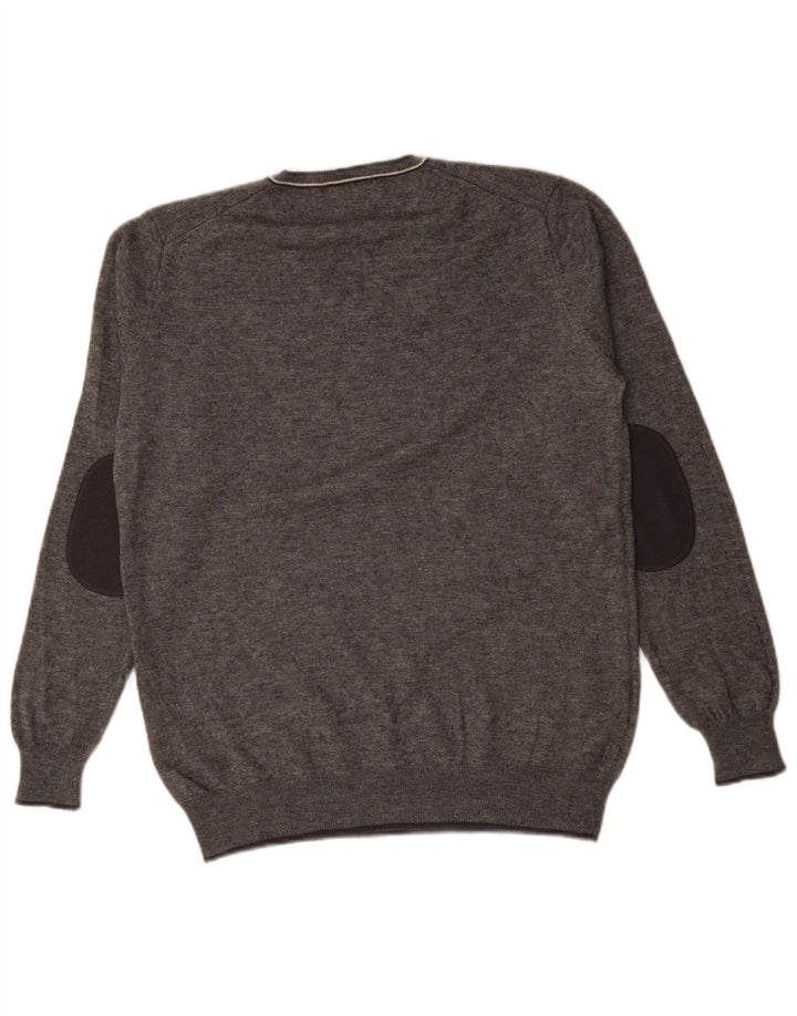 Harmont & Blaine Jersey con cuello en V para hombre de lana moteada gris grande