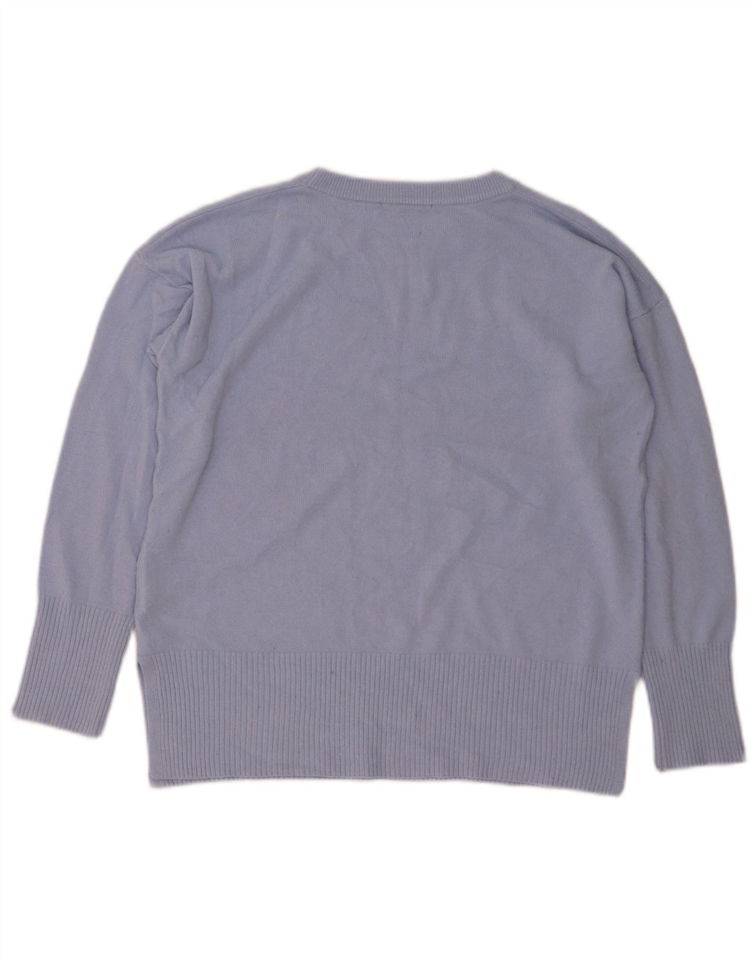 Oasis Mujer Patrón Abstracto Cuello Redondo Jersey Suéter UK 44 Azul Medio