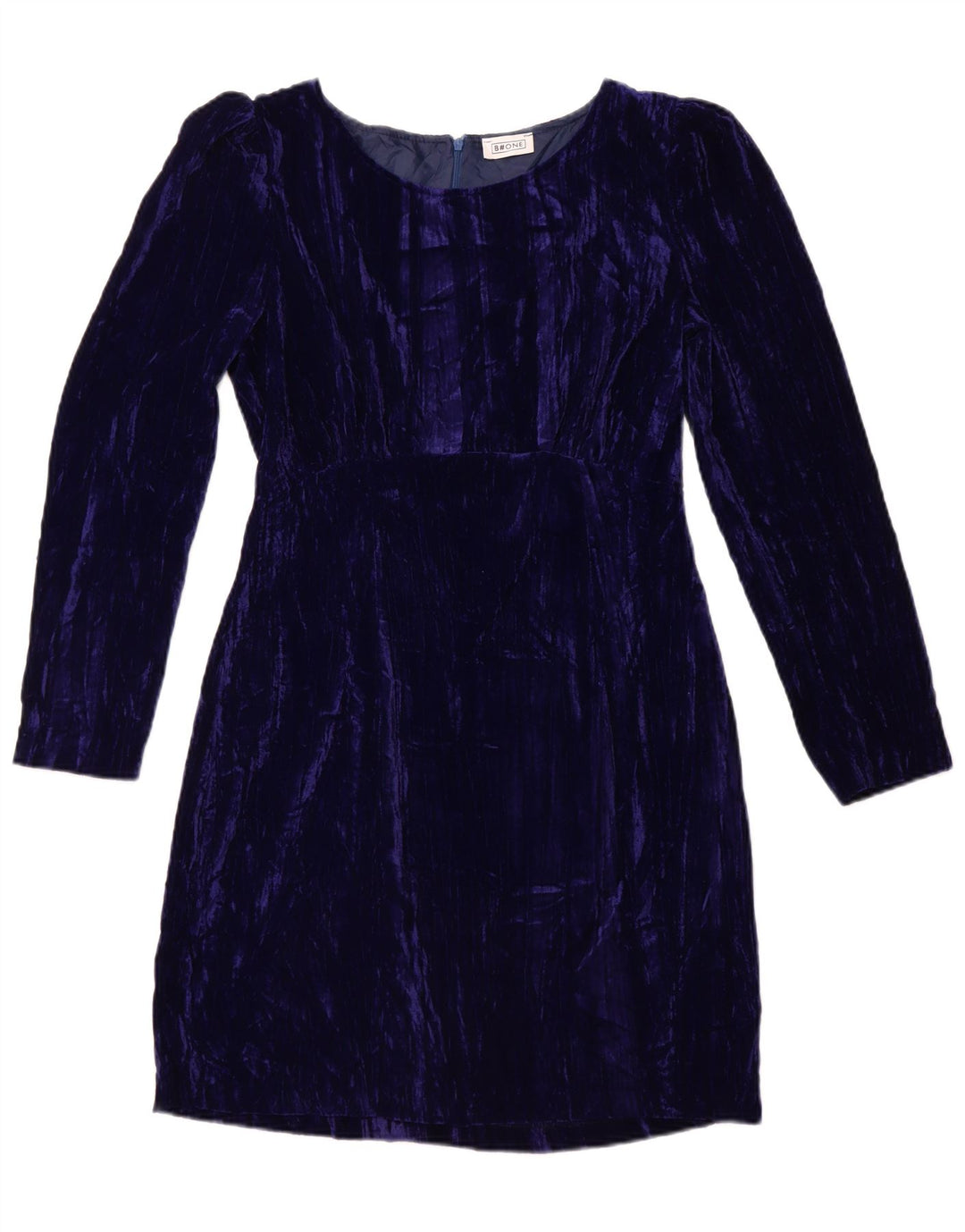 B.ONE Vestido tubo de terciopelo de manga larga para mujer UK 44 Poliéster azul grande