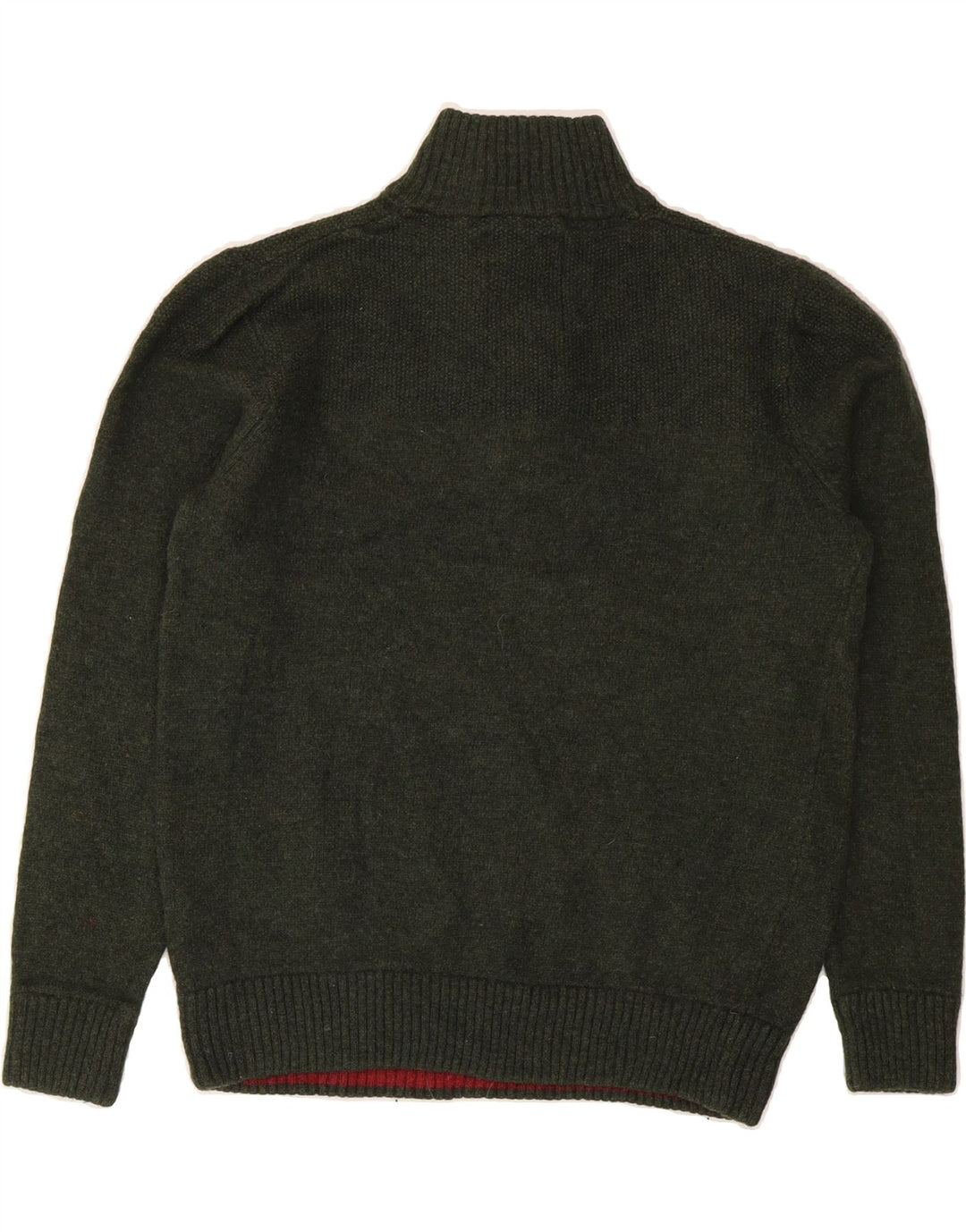 CREW CLOTHING Womens Button Neck Jumper Sweater UK 14 Medium Green Vintage Crew Clothing and Second-Hand Crew Clothing from Messina Hembry 