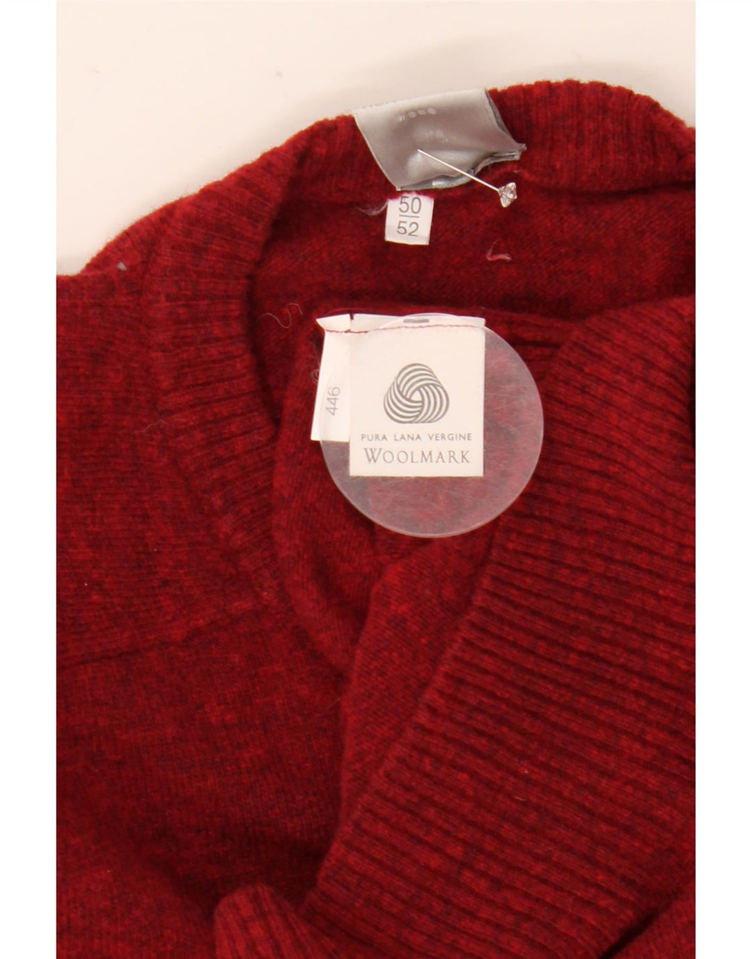 Vintage hombres cuello redondo jersey suéter IT 50/52 medio granate moteado