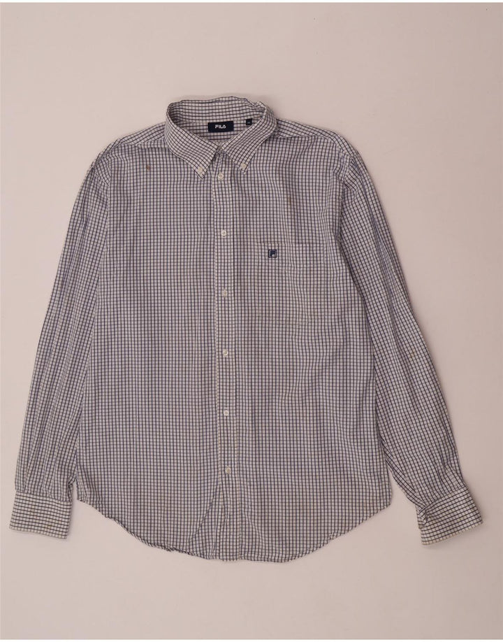 Camisa Fila Hombre De Algodón A Cuadros Azul Medio